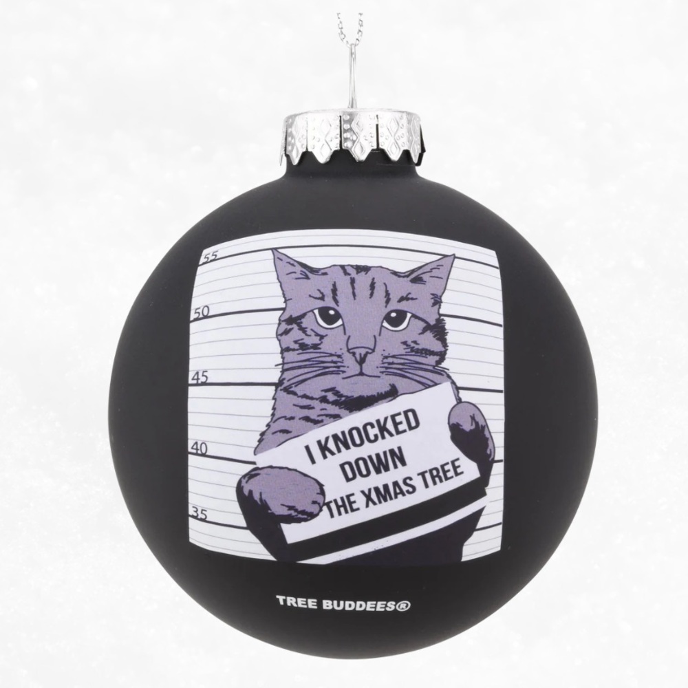 Tree Buddies Cat Mugshot Christmas Ornament